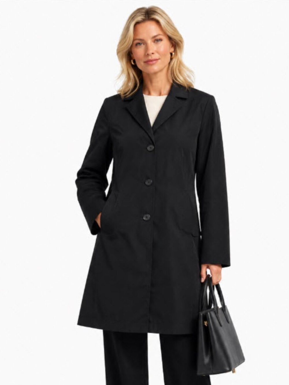 Jil Sander Black Silk Blend Minimalist Trench Coat Jacket IT42 US10